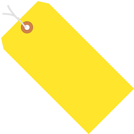 2 <span class='fraction'>3/4</span> x 1 <span class='fraction'>3/8</span>" Yellow 13 Pt. Shipping Tags - Pre-Strung